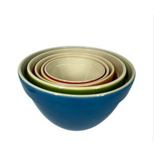 Crate & Barrel Addison Nesting Mixing Bowls Set 5 Made Portugal Discontinued VTG